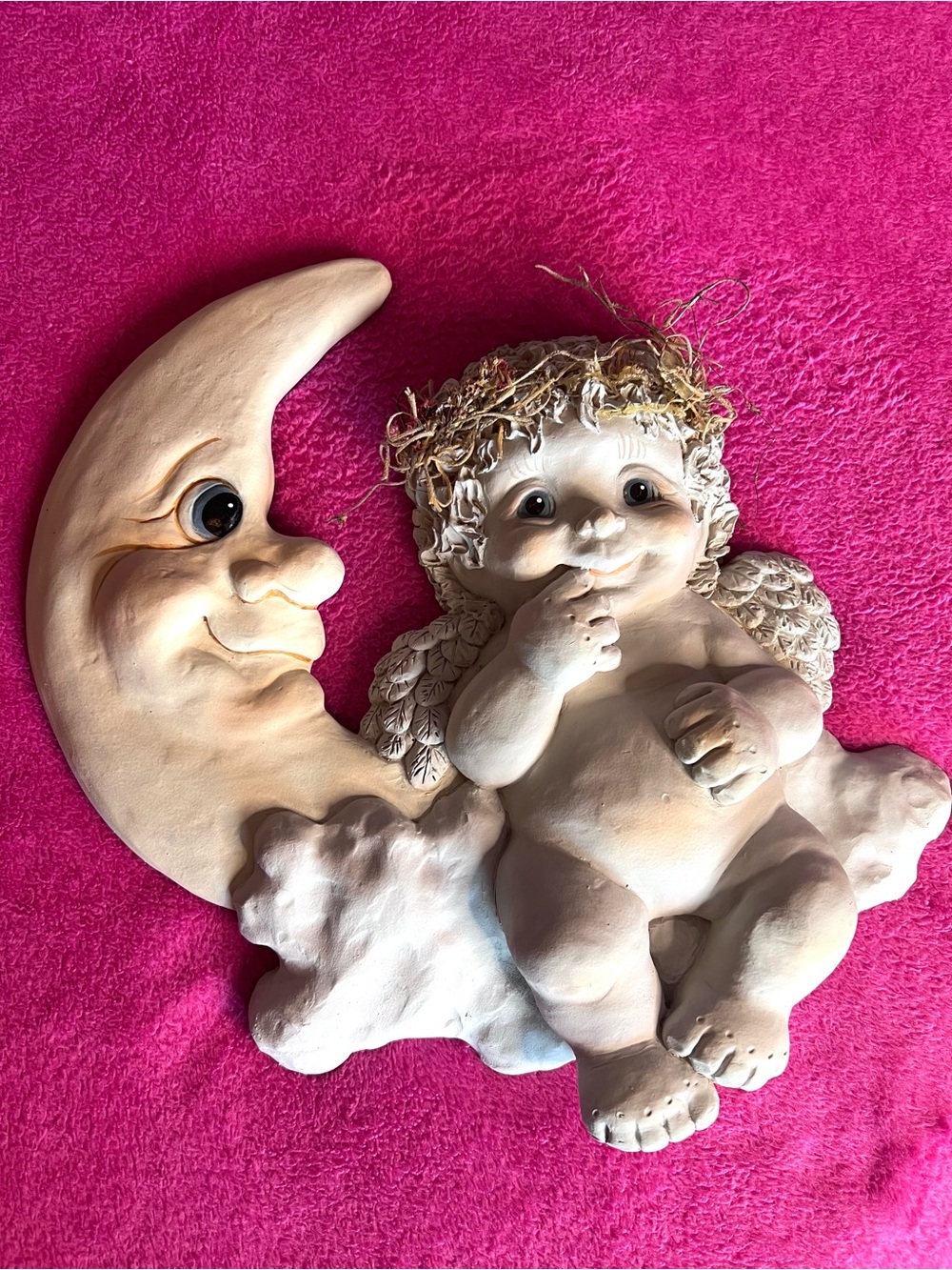 Dreamsicles Chalkware Baby in a Moon Vintage 1994